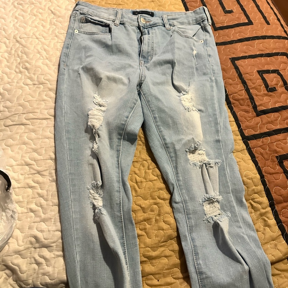 Aeropostale Blue Skinny Jeans Distressed Casual